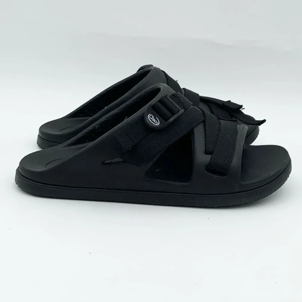 Kids Chaco Black Slide Sandals | Youth 3 | Damaged Strap | Play Shoes